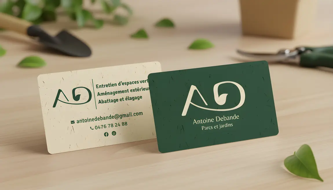 Cartes de visite Antoine Debande Parcs et Jardins imprimées par Doox Studio